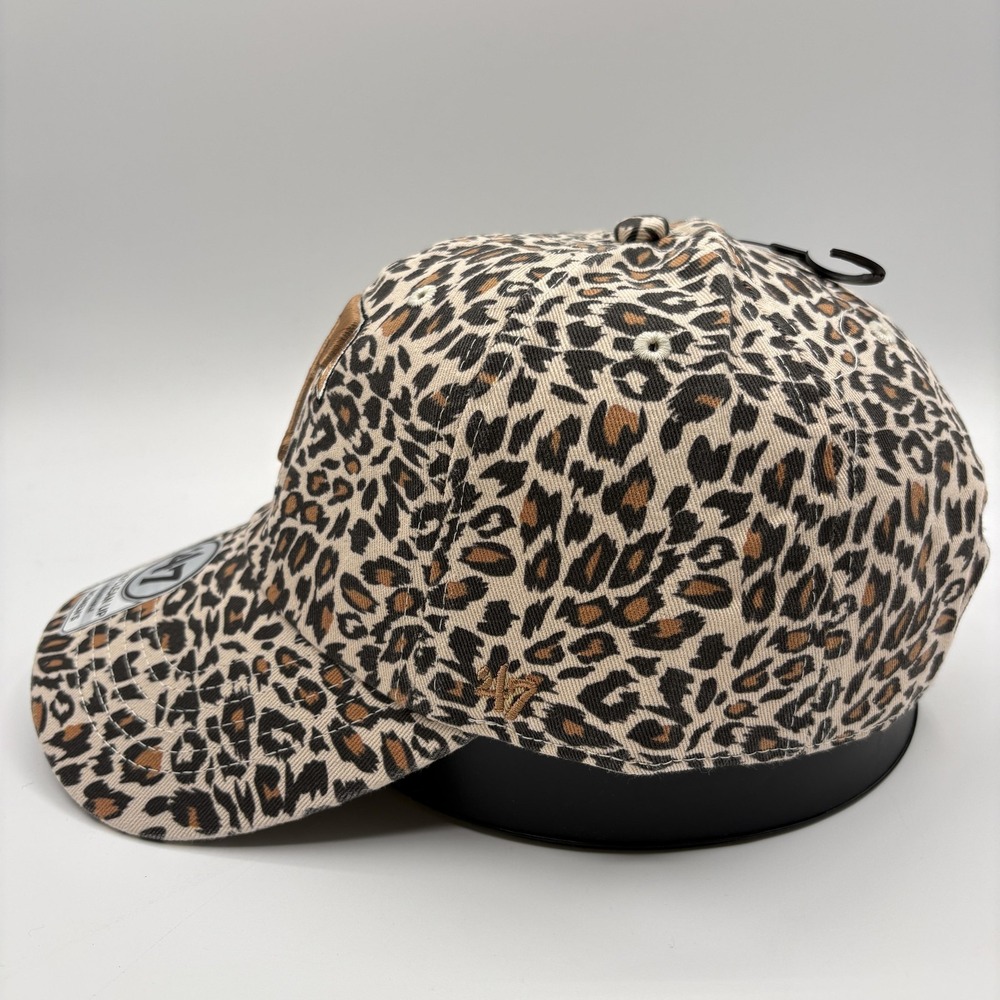Texas Rangers Womens 47 Brand Hat Clean Up Cheetah Print Cap Strap Back MLB NEW - Picture 3 of 8